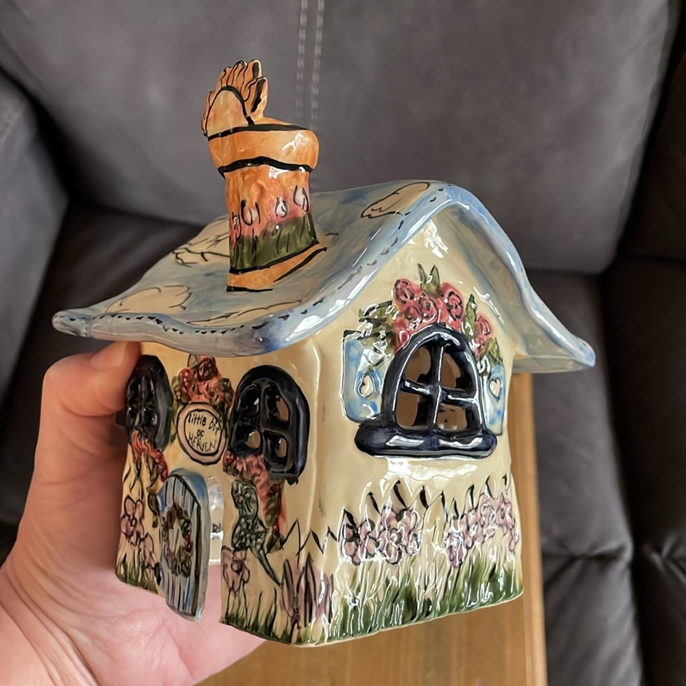 🌎Blue Sky Clayworks Tea Light House Heather Goldminc Little Bit of Heaven 2001 - Picture 5 of 16